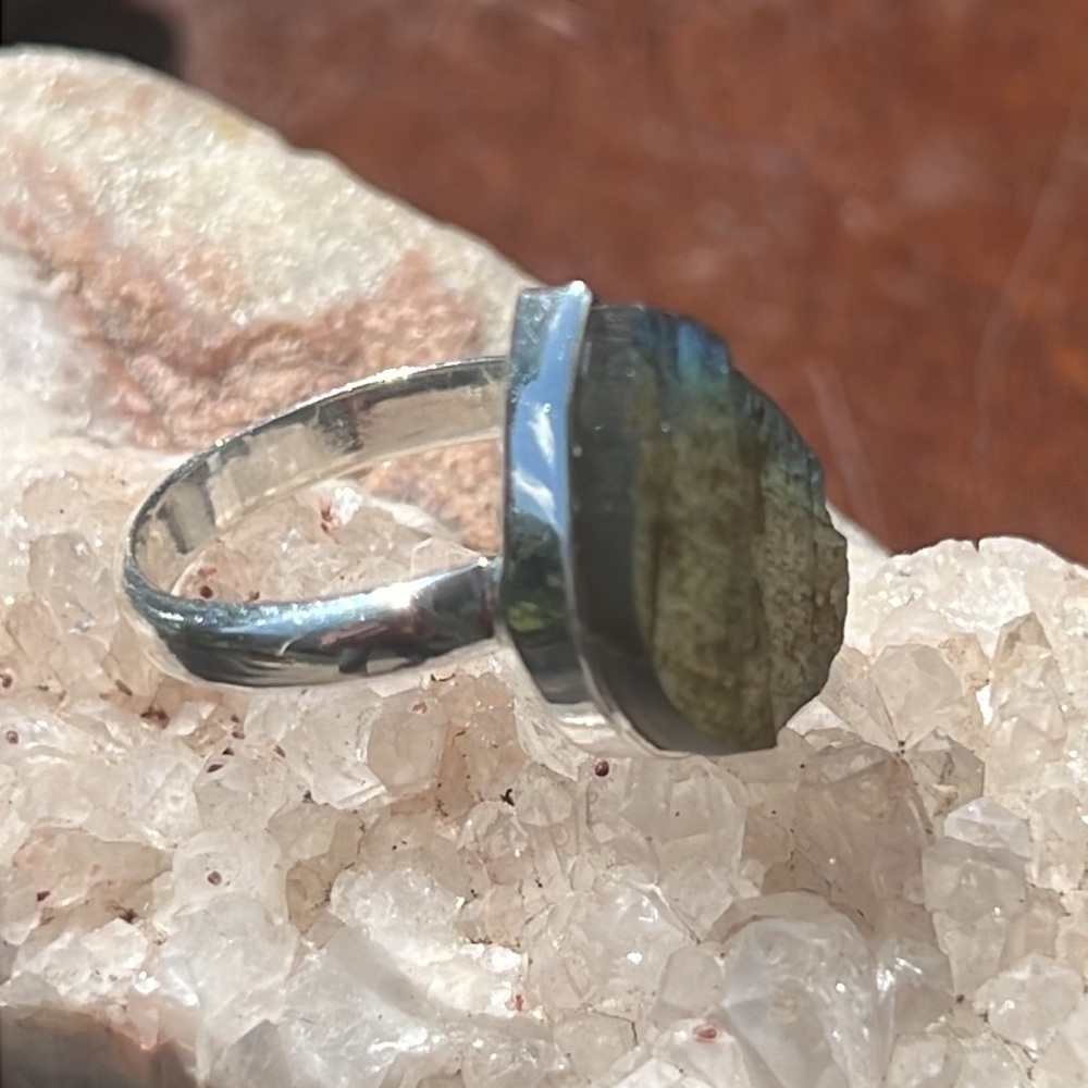 RAW ROUGH LABRADORITE 925 STERLING SILVER RING, SIZE 9.5 - Picture 5 of 8